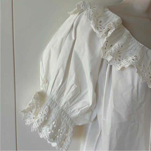 Doen Samara Off White Eyelet Ruffle Blouse S - Picture 4 of 9